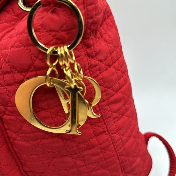 Christian Dior Red Cannage Nylon Mini Drawstring Backpack - Picture 5 of 9